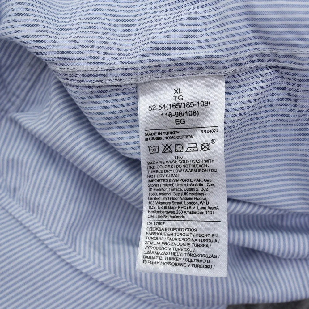 Banana Republic Men Slim Fit Button Up Shirt XL Blue White Micro Stripe Long Slv
